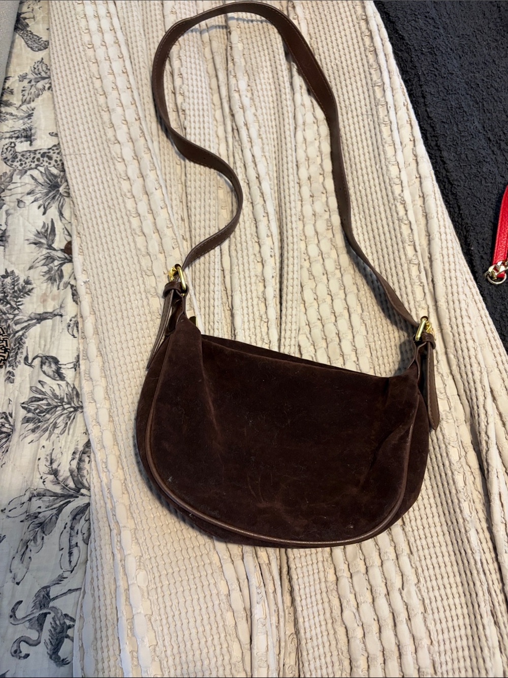 SHEIN Dark Brown Suede Crossbody Bag